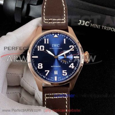 Perfect Replica IWC Pilot's 42mm Watch - D-Blue Face Rose Gold Case 